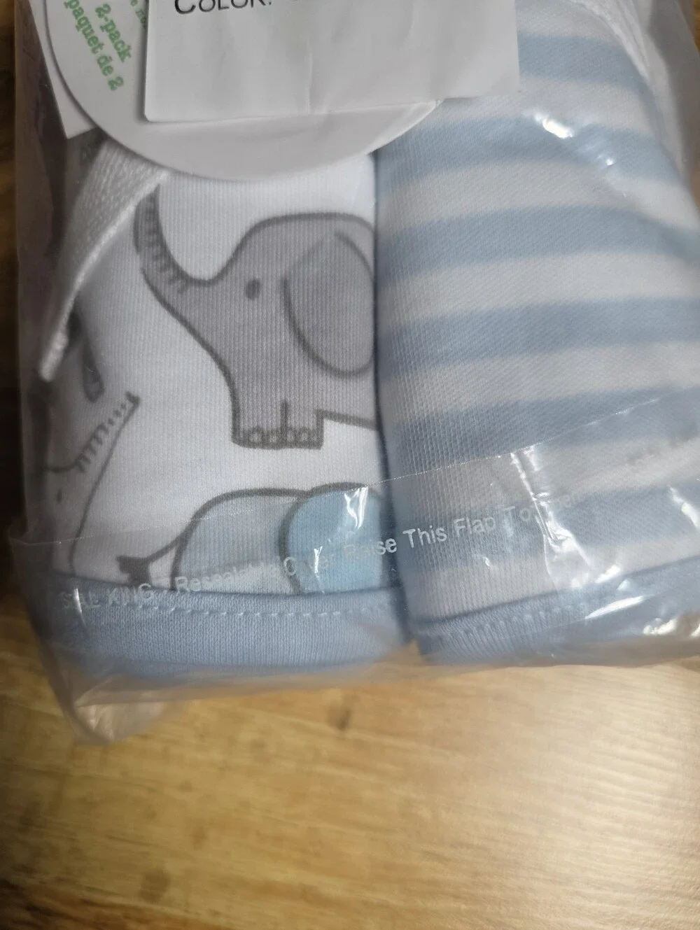 NWT The Children's Place Baby Blanket Set - Elephants & Blue Stripes